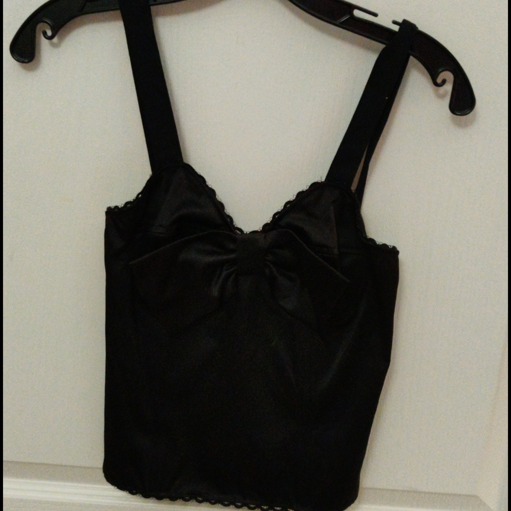 Black satin halter top
